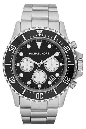 Michael Kors Everest Chronograph Black Dial Silver Steel Strap Watch For Men - MK8256 Authentic Buy Shop Now