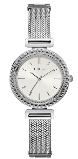 Guess Quartz Silver Dial Silver Mesh Bracelet Watch For Women - W1152L1 Authentic Buy Shop Now