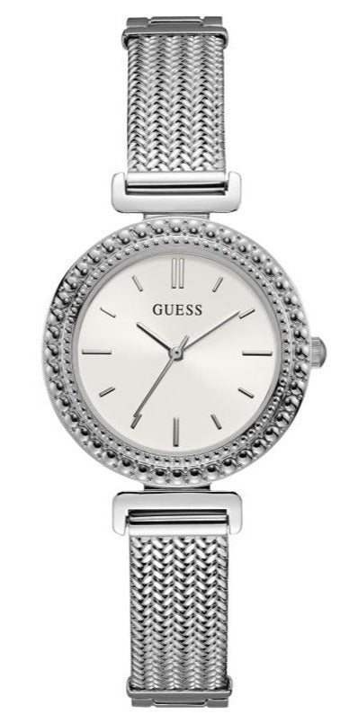 Guess Quartz Silver Dial Silver Mesh Bracelet Watch For Women - W1152L1 Authentic Buy Shop Now