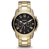 Fossil Grant Chronograph Black Dial Gold Steel Strap Watch for Men - FS4815 Authentic Buy Shop Now