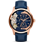 Fossil Townsman Twist Skeleton Blue Dial Blue Leather Strap Watch for Men - ME1138 Authentic Buy Shop Now