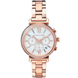Michael Kors Sofie Chronograph Mother of Pearl White Dial Rose Gold Steel Strap Watch For Women - MK6576 Authentic Buy Shop Now
