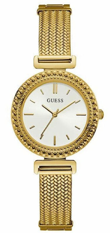 Guess Quartz White Dial Gold Steel Strap Watch For Women - W1152L2 Authentic Buy Shop Now