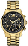 Guess Horizon Chronograph Black Dial Gold Steel Strap Watch For Men - W0379G4 Authentic Buy Shop Now