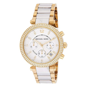 Michael Kors Parker Chronograph Silver Dial Two Tone Steel Strap Watch For Women - MK5687 Authentic Buy Shop Now