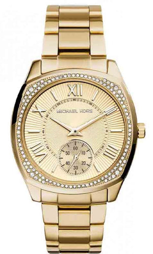Michael Kors Byrn Quartz Gold Dial Gold Steel Strap Watch For Women - MK6134 Authentic Buy Shop Now
