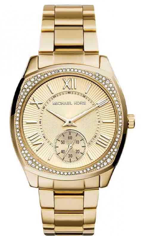 Michael Kors Byrn Quartz Gold Dial Gold Steel Strap Watch For Women - MK6134 Authentic Buy Shop Now