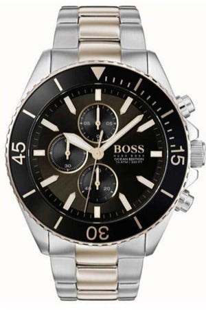 Hugo Boss Ocean Edition Black Dial Two Tone Steel Strap Watch for Men - 1513705 Authentic Buy Shop Now