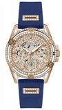 Guess Queen Quartz Crystals Rose Gold Dial Blue Silicone Strap Watch For Women - GW0536L5 Authentic Buy Shop Now