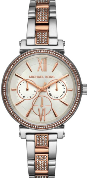 Michael Kors Sofie Chronograph White Dial Two Tone Steel Strap Watch For Women - MK4353 Authentic Buy Shop Now