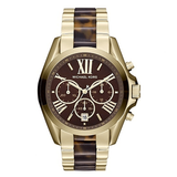 Michael Kors Bradshaw Chronograph Brown Dial Two Tone Steel Strap Watch For Women - MK5696 Authentic Buy Shop Now