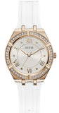 Guess Cosmo Diamonds Silver Dial White Rubber Strap Watch for Women - GW0034L2 Authentic Buy Shop Now