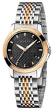 Gucci G Timeless Black Dial Two Tone Steel Strap Watch For Women - YA126512 Authentic Buy Shop Now