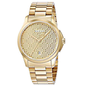 Gucci G Timeless Gold Dial Gold Steel Strap Unisex Watch - YA126461 Authentic Buy Shop Now