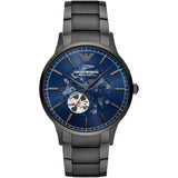 Emporio Armani Renato Automatic Blue Dial Grey Steel Strap Watch For Men - AR60056 Authentic Buy Shop Now