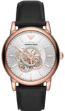 Emporio Armani Luigi Automatic Silver Dial Black Leather Strap Watch For Men - AR60013 Authentic Buy Shop Now