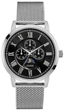 Guess Delancey Black Dial Silver Mesh Bracelet Watch for Men - W0871G1 Authentic Buy Shop Now