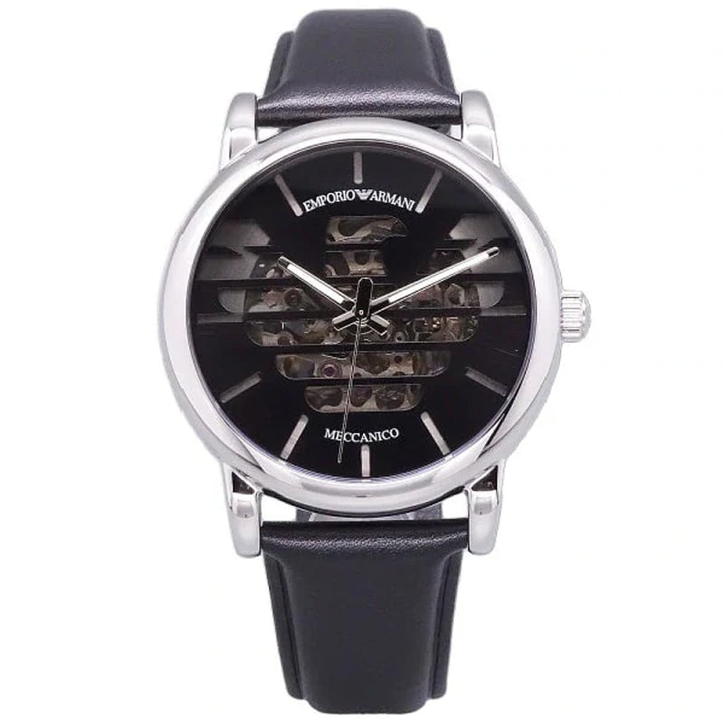 Emporio Armani Analog Automatic Black Dial Black Leather Strap Watch For Men - AR60040 Authentic Buy Shop Now