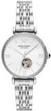 Emporio Armani Gianni T-Bar Automatic Silver Dial Silver Steel Strap Watch For Women - AR60022 Authentic Buy Shop Now