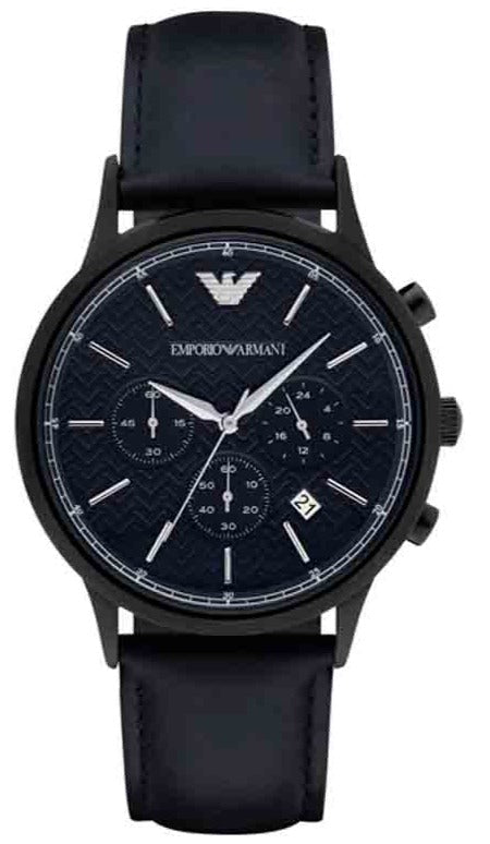 Emporio Armani Renato Chronograph Quartz Blue Dial Blue Leather Strap Watch For Men - AR2481 Authentic Buy Shop Now