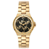 Michael Kors Lennox Quartz Black Dial Gold Steel Strap Watch For Women - MK7404 Authentic Buy Shop Now