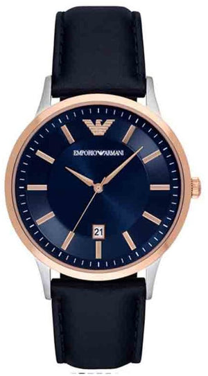 Emporio Armani Renato Analog Blue Dial Blue Leather Strap Watch For Men - AR11188 Authentic Buy Shop Now