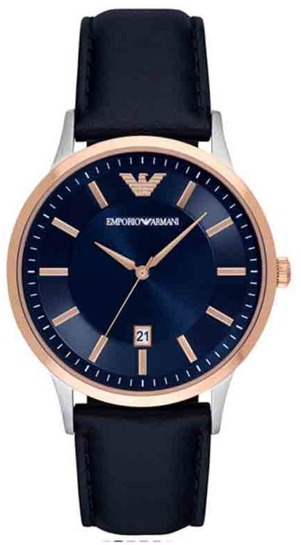 Emporio Armani Renato Analog Blue Dial Blue Leather Strap Watch For Men - AR11188 Authentic Buy Shop Now