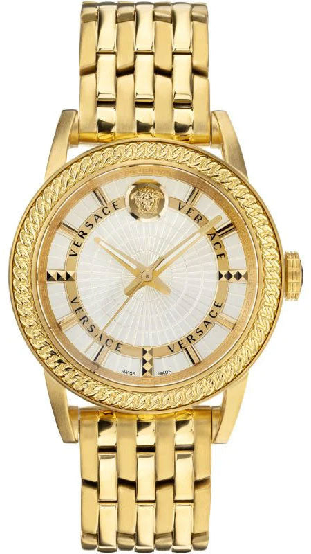 Versace Code Quartz Silver Dial Gold Steel Strap Watch For Men - VEPO00420 Authentic Buy Shop Now