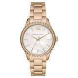 Michael Kors Layton Three Hand Mother of Pearl White Dial Gold Steel Strap Watch For Women - MK6870 Authentic Buy Shop Now