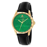 Gucci Le Marche Des Merveilles Quartz Green Dial Black Leather Strap Watch For Women - YA126463 Authentic Buy Shop Now