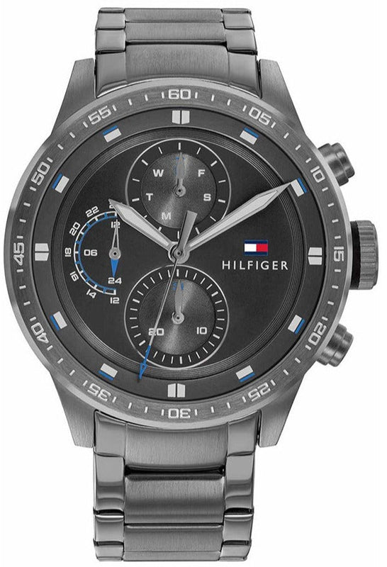 Tommy Hilfiger Trent Chronograph Grey Dial Grey Steel Strap Watch For Men - 1791806 Authentic Buy Shop Now