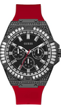 Guess Mainline Multifunction Crystals Black Dial Red Silicone Strap Watch For Men - GW0208G6 Authentic Buy Shop Now