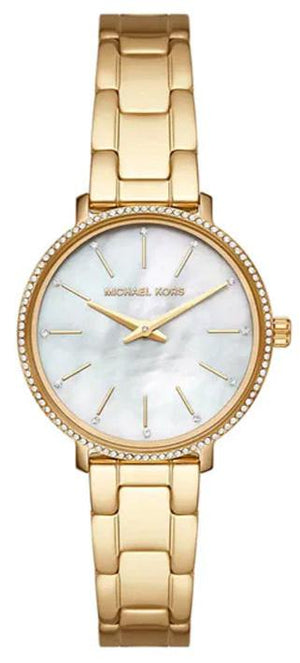 Michael Kors Quartz Mother of Pearl White Dial Gold Steel Strap Watch For Women - MK1065 Authentic Buy Shop Now