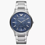 Emporio Armani Renato Automatic Blue Dial Silver Steel Strap Watch For Men - AR60037 Authentic Buy Shop Now
