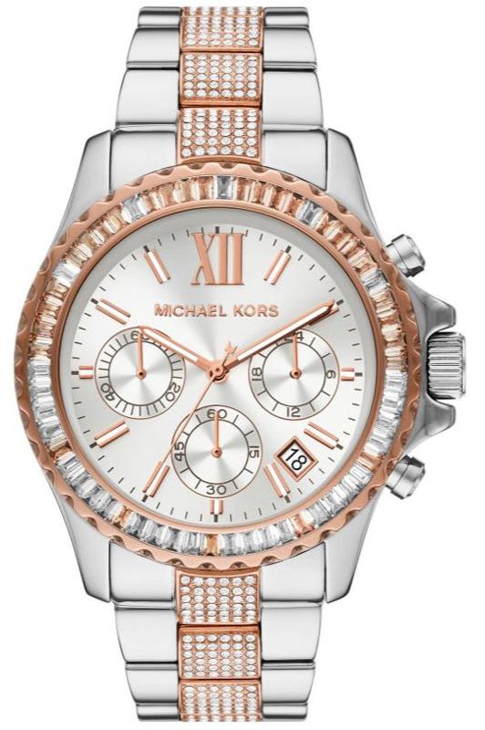 Michael Kors Everest Chronograph Silver Dial Two Tone Steel Strap Watch For Women - MK6975 Authentic Buy Shop Now