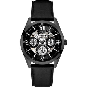 Guess Analog Quartz Black Dial Black Leather Strap Watch For Men - GW0389G4 Authentic Buy Shop Now