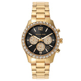 Michael Kors Berkley Chronograph Black Dial Gold Steel Strap Watch For Women - MK7414 Authentic Buy Shop Now