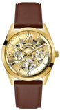 Guess Multifunction Chronograph Gold Dial Brown Leather Strap Watch For Men - GW0389G5 Authentic Buy Shop Now