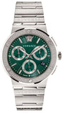 Versace Grace Chronograph Quartz Green Dial Silver Steel Strap Watch For Men - VEZ900121 Authentic Buy Shop Now