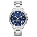 Michael Kors Grayson Chronograph Blue Dial Silver Steel Strap Watch For Men - MK9107 Authentic Buy Shop Now