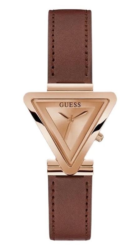 Guess Fame Quartz Rose Gold Dial Brown Leather Strap Watch For Women - GW0548L2 Authentic Buy Shop Now