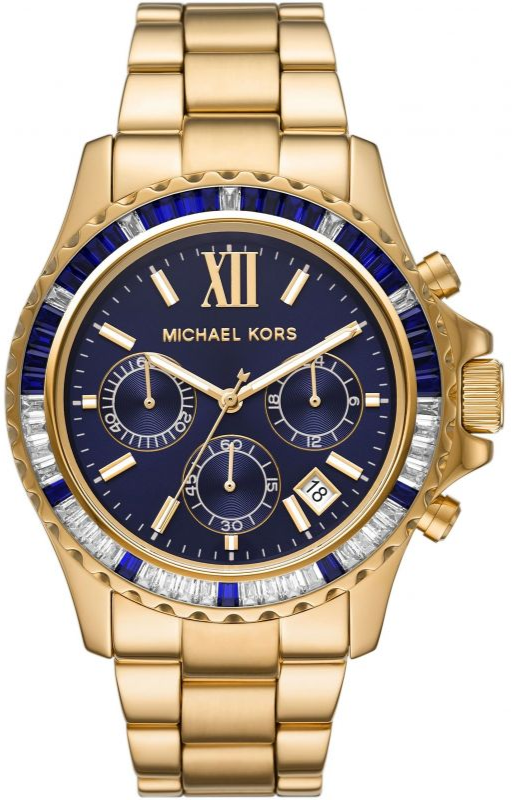 Michael Kors Everest Chronograph Blue Dial Gold Steel Strap Watch For Women - MK6971 Authentic Buy Shop Now