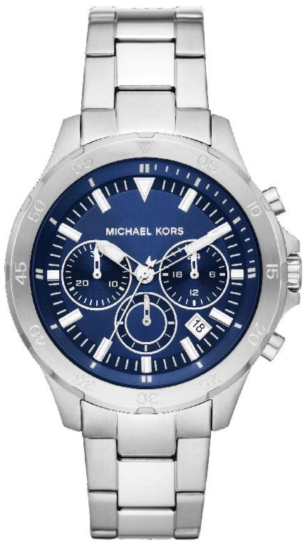 Michael Kors Grayson Chronograph Blue Dial Silver Steel Strap Watch For Men - MK9107 Authentic Buy Shop Now