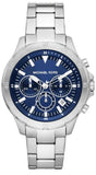 Michael Kors Grayson Chronograph Blue Dial Silver Steel Strap Watch For Men - MK9107 Authentic Buy Shop Now