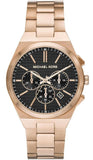 Michael Kors Lennox Chronograph Black Dial Rose Gold Steel Strap Watch For Men - MK9119 Authentic Buy Shop Now