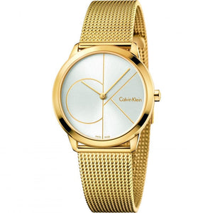 Calvin Klein Minimal Silver Dial Gold Mesh Bracelet Watch for Women - K3M22526 Authentic Buy Shop Now
