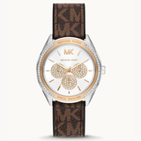 Michael Kors Jessa Multifunction Silver Dial Brown Leather Strap Watch For Women - MK7205 Authentic Buy Shop Now