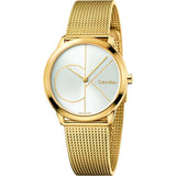 Calvin Klein Minimal Silver Dial Gold Mesh Bracelet Watch for Women - K3M22526 Authentic Buy Shop Now