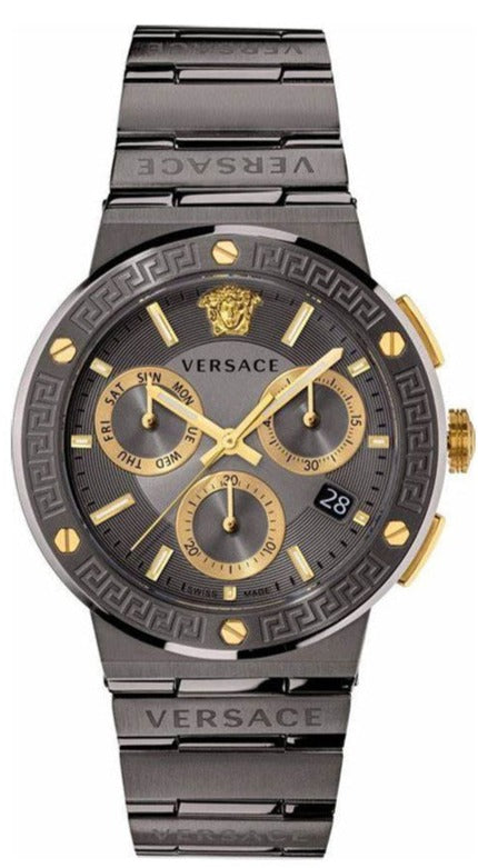 Versace Greca Icon Quartz Black Dial Black Steel Strap Watch For Men - VEZ900521 Authentic Buy Shop Now