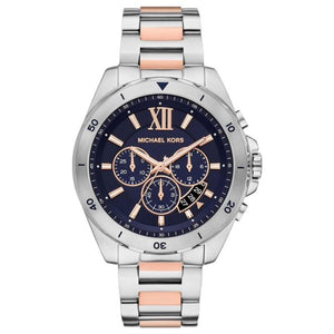 Michael Kors Brecken Chronograph Blue Dial Two Tone Steel Strap Watch For Men - MK9065 Authentic Buy Shop Now